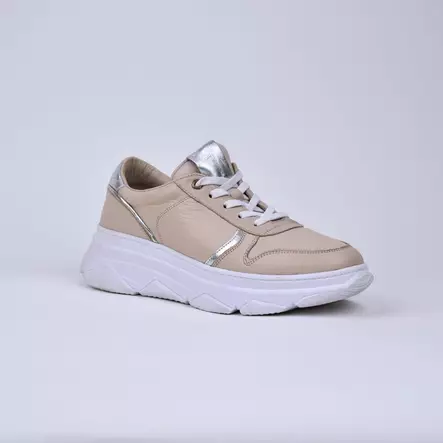 MAGO Tennarit Beige Nahka - Naisten nauhalliset kävelykengät - 031-556-beige - 1